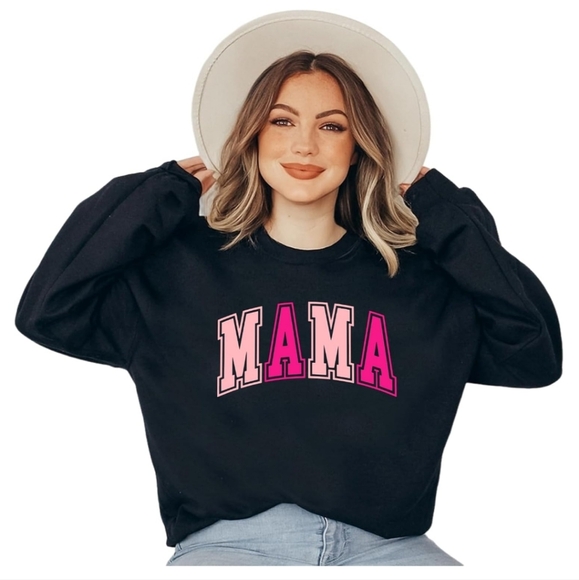 Black 'MAMA' Sweatshirt with Pink Lettering - Picture 3 of 7